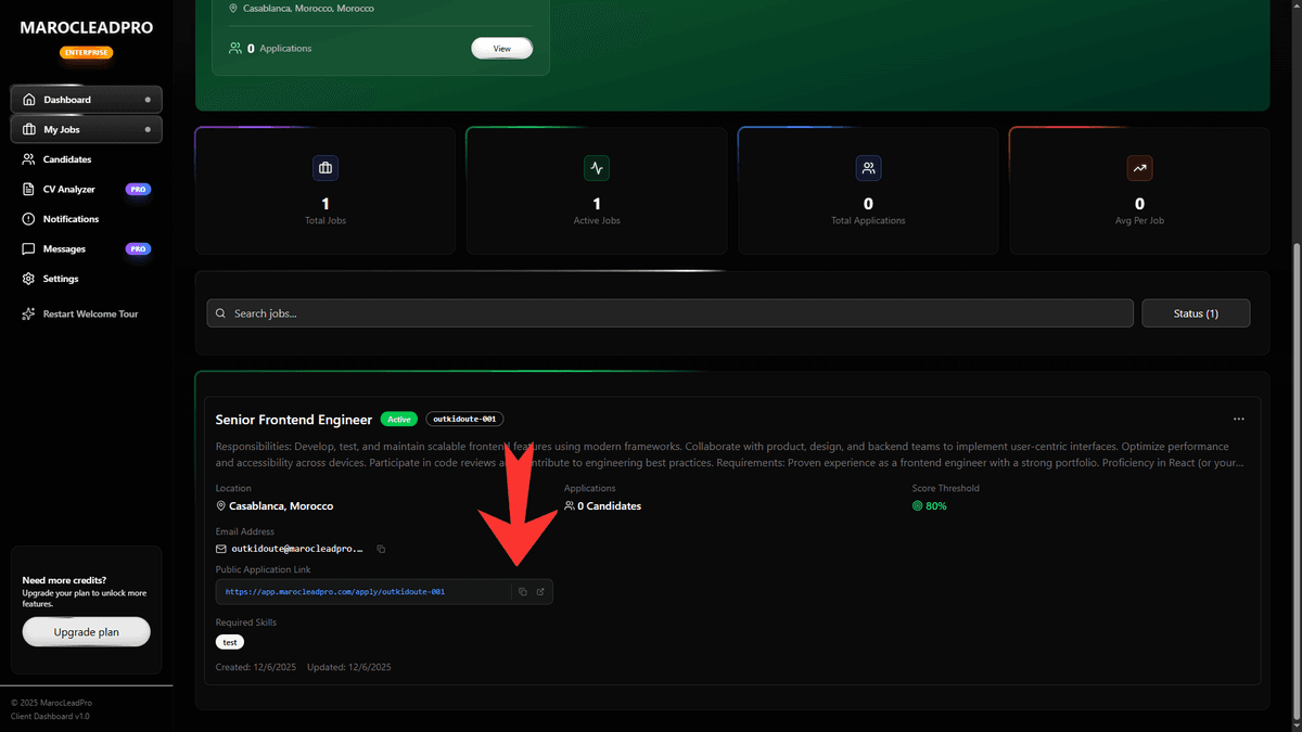 Copy application link